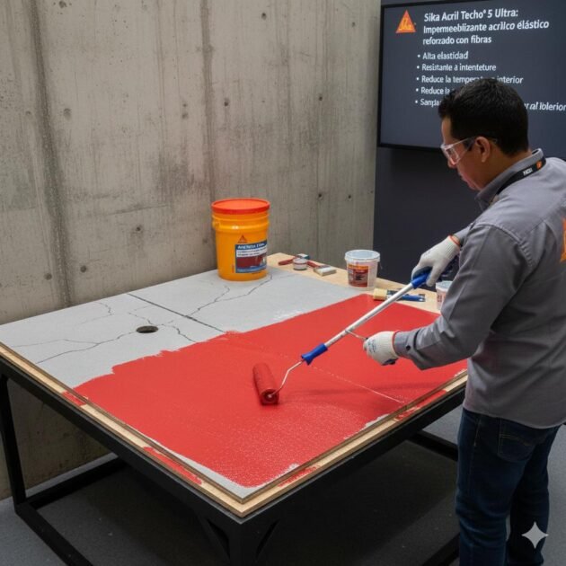 Acriltecho 5Ultra rojo cubeta 18L